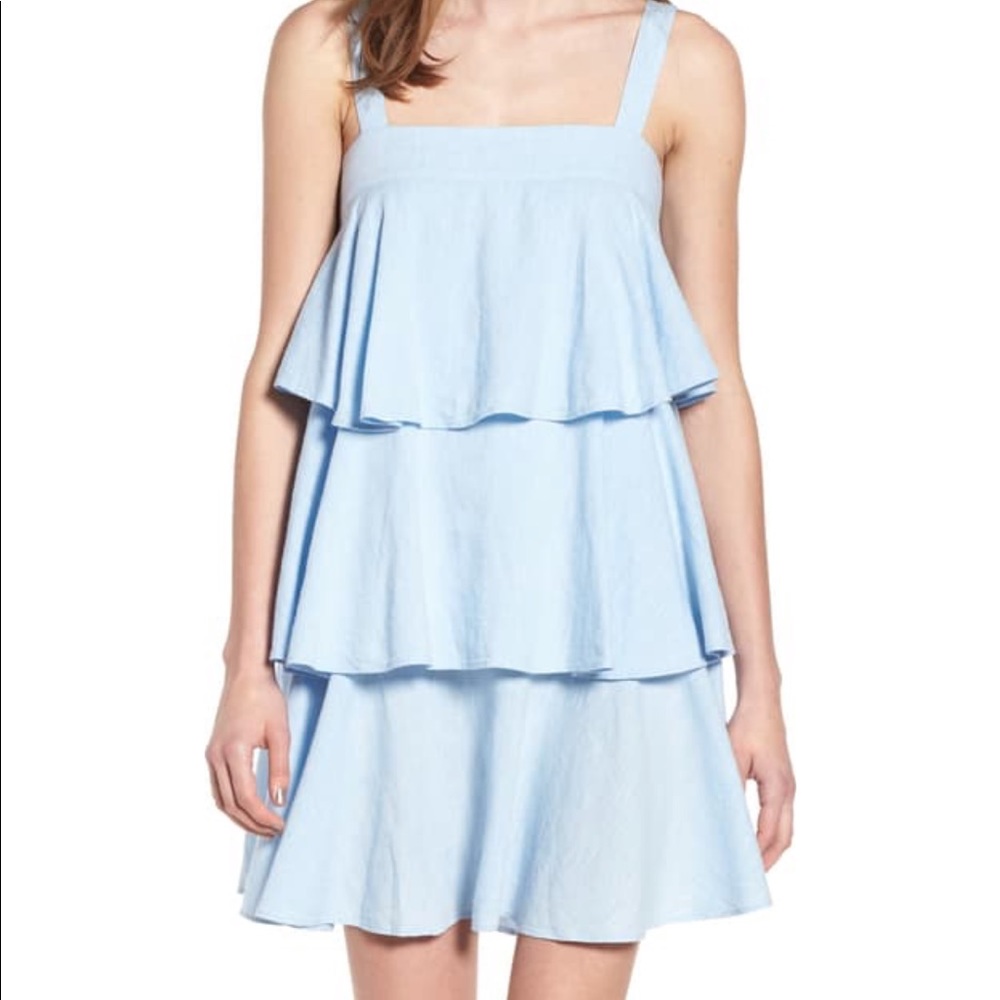 BP Blue Tiered Thick Strap Tank Dress